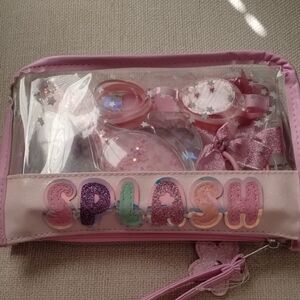 Pink Splash Swim Set with Goggles Hair Brush Tied and Bag
